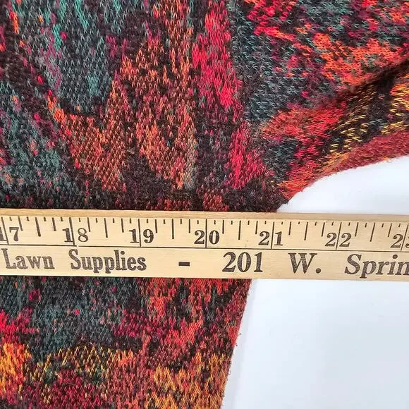 Vintage Express Tricot Autumn Leaf Print Button Up Collar Cardigan Sweater S - Picture 3 of 6